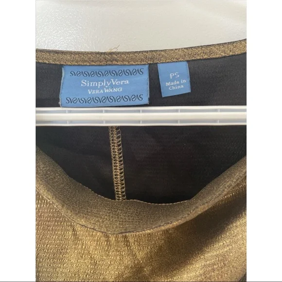 VERA WANG gold blouse size S - Picture 3 of 5